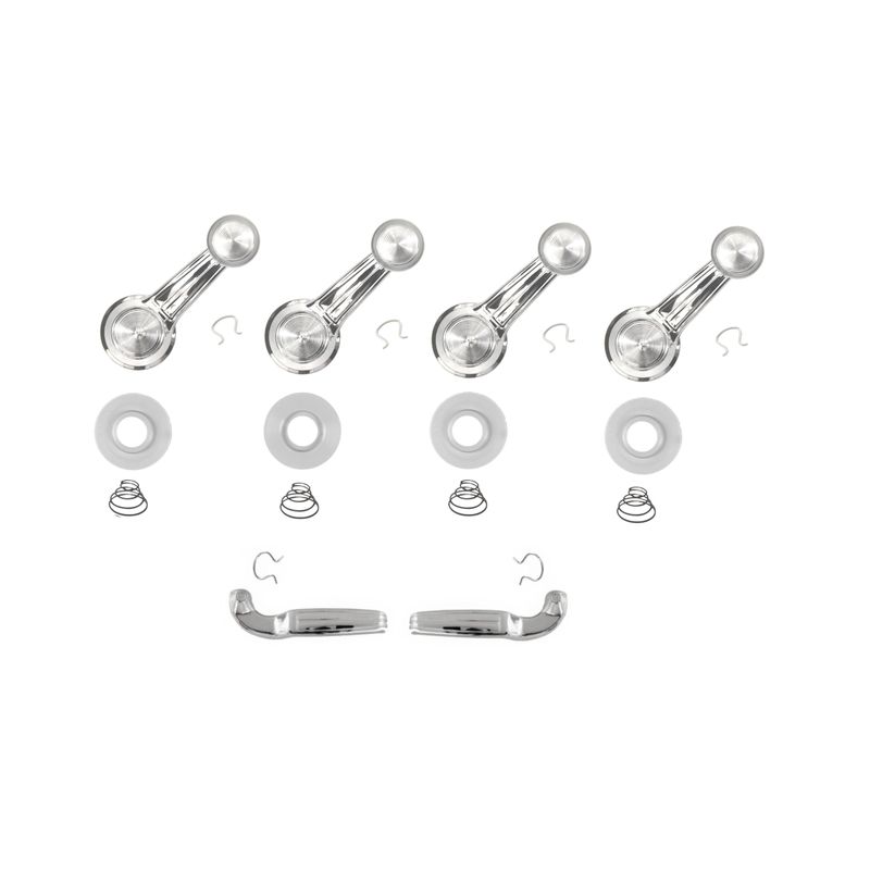 1968-72 GM Window Crank &amp; Door Handle Kit Clear Knobs w/ Springs &amp; Crank Washers
