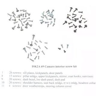 1969 Camaro/Firebird Interior Screw Kit - Coupe