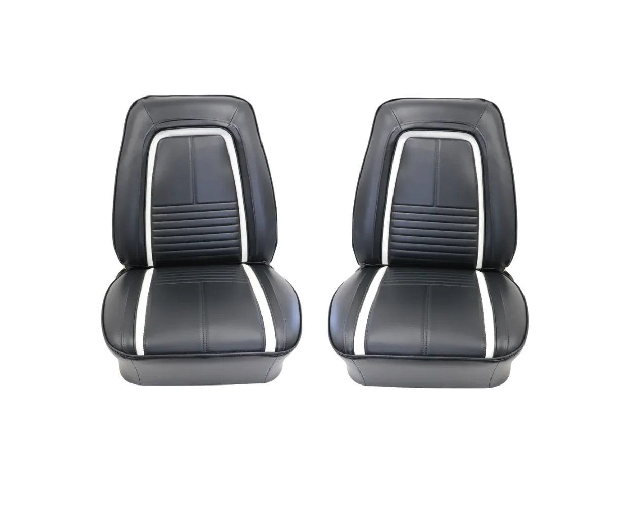 1967 Camaro Deluxe Front  Bucket Seat Covers - Black w/  White Stripe