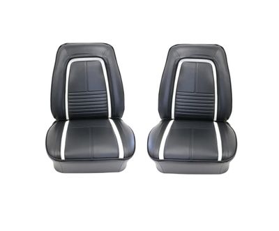 1967 Camaro Deluxe Front  Bucket Seat Covers - Black w/  White Stripe