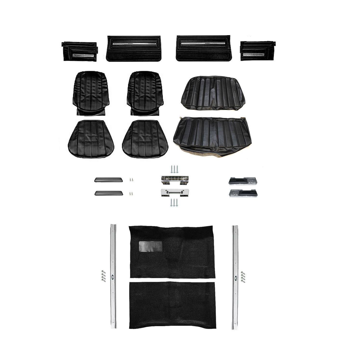 1966 Chevelle Convertible Front Bucket Seats Interior Kit - Black