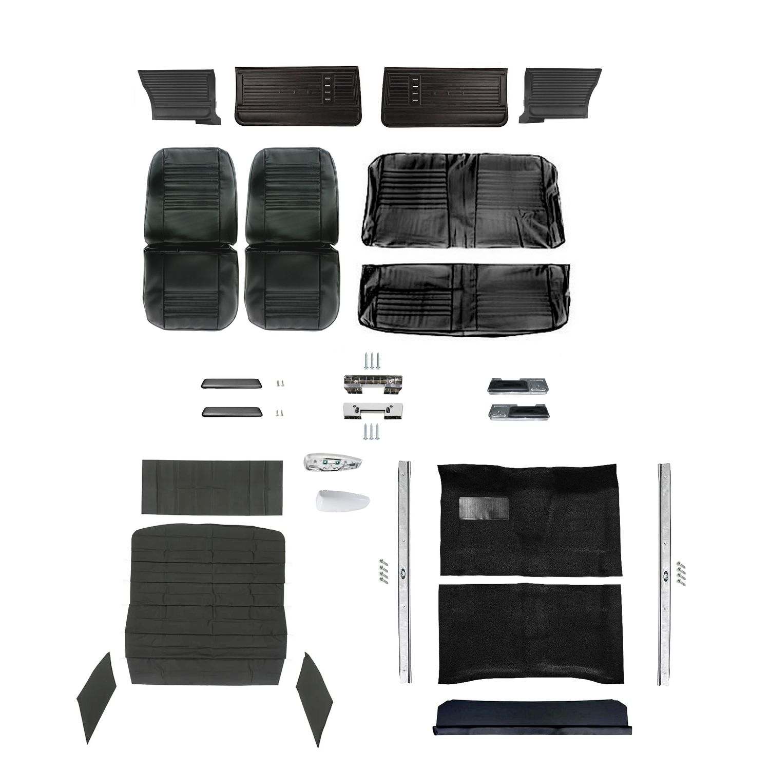 1967 Chevelle Coupe Front Bucket Seats Interior Kit - Black