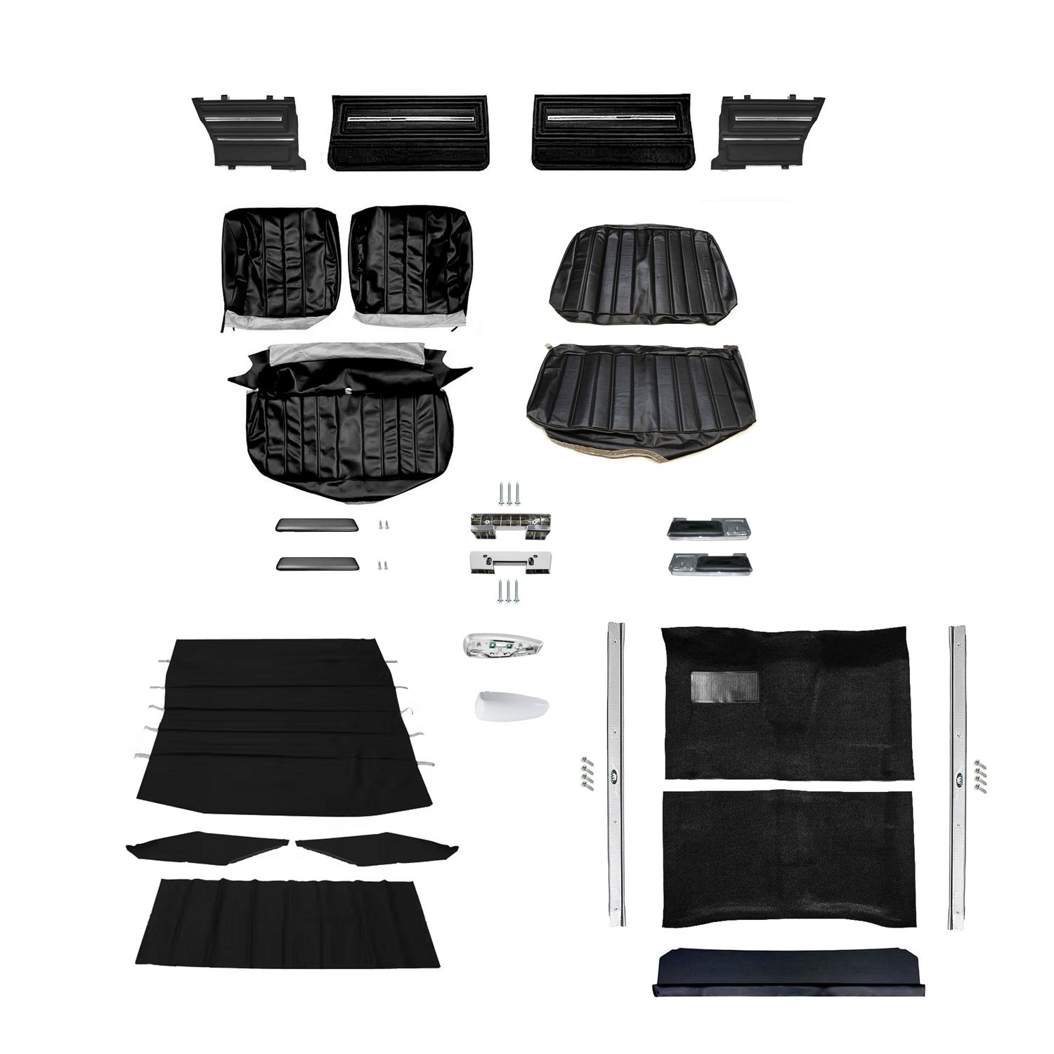 1966 Chevelle Coupe Front Bench Seat Interior Kit -Black