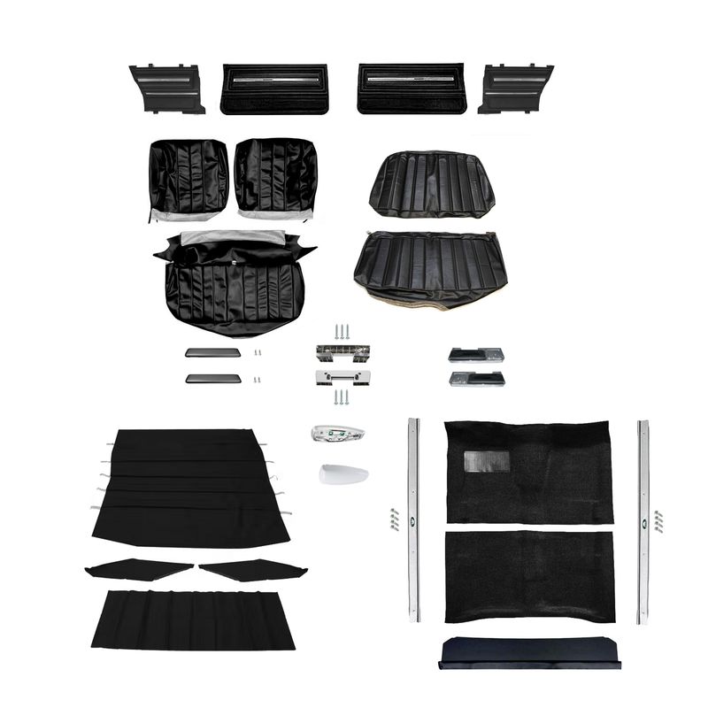 1966 Chevelle Coupe Front Bench Seat Interior Kit -Black
