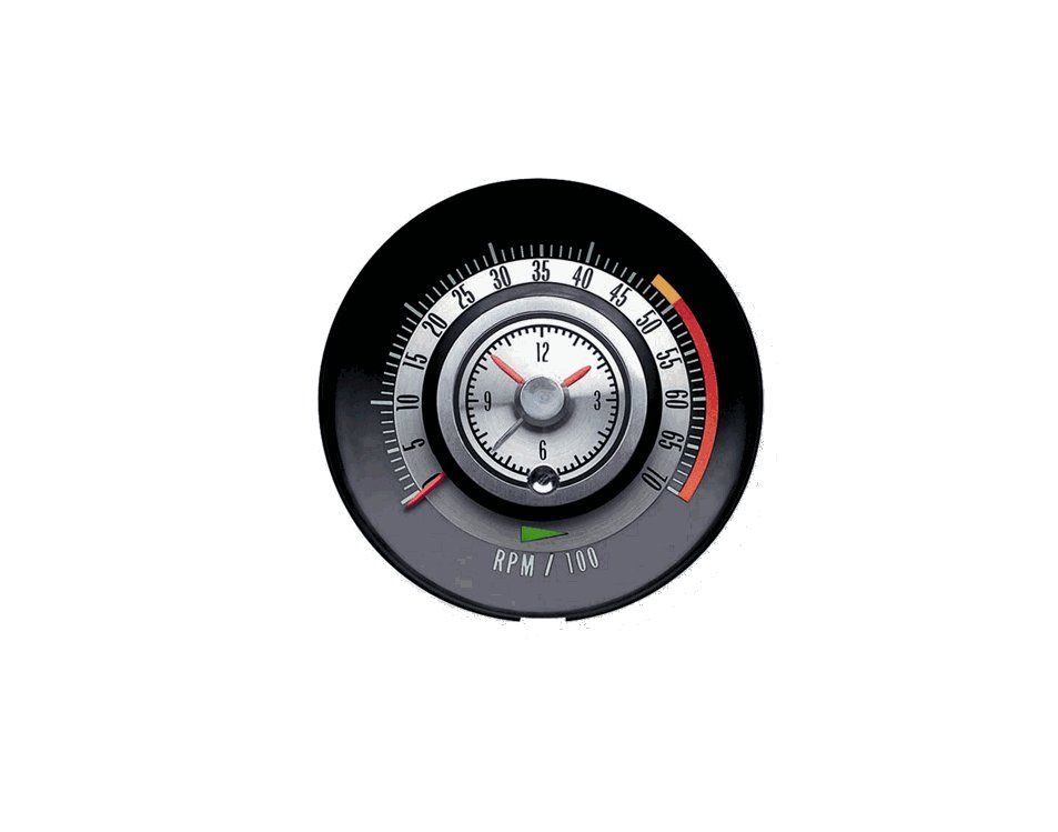 1968 Camaro Dash Tic Toc Tach &amp; Clock, 5000-7000 Red Line for (395/325hp &amp; 396/350 hp)