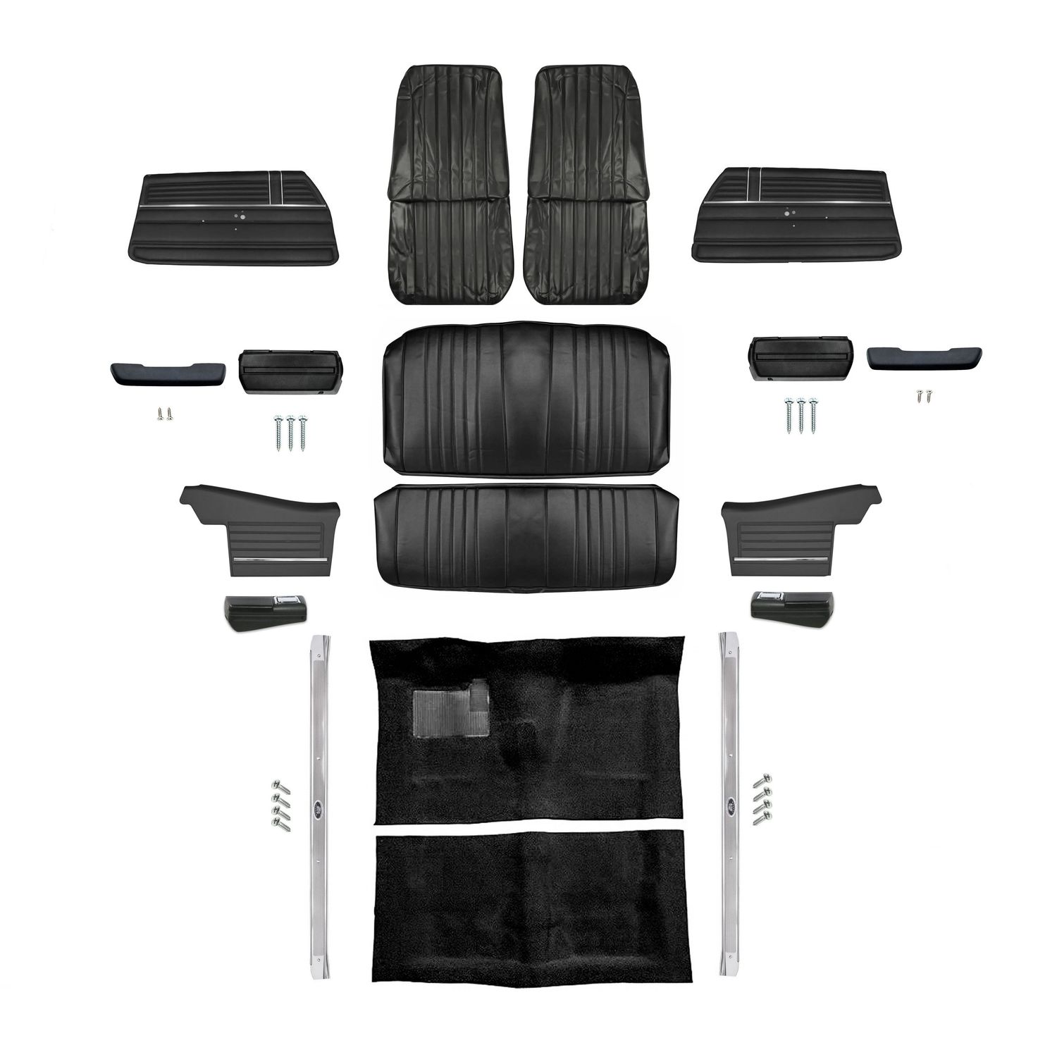 1968 Chevelle Convertible Bucket Interior Kit - Black