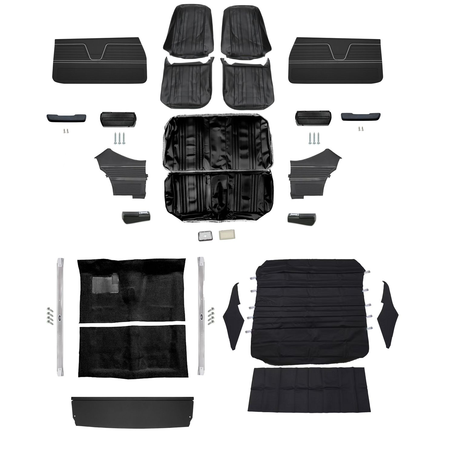 1969 Chevelle Coupe Bucket Interior Kit - Black