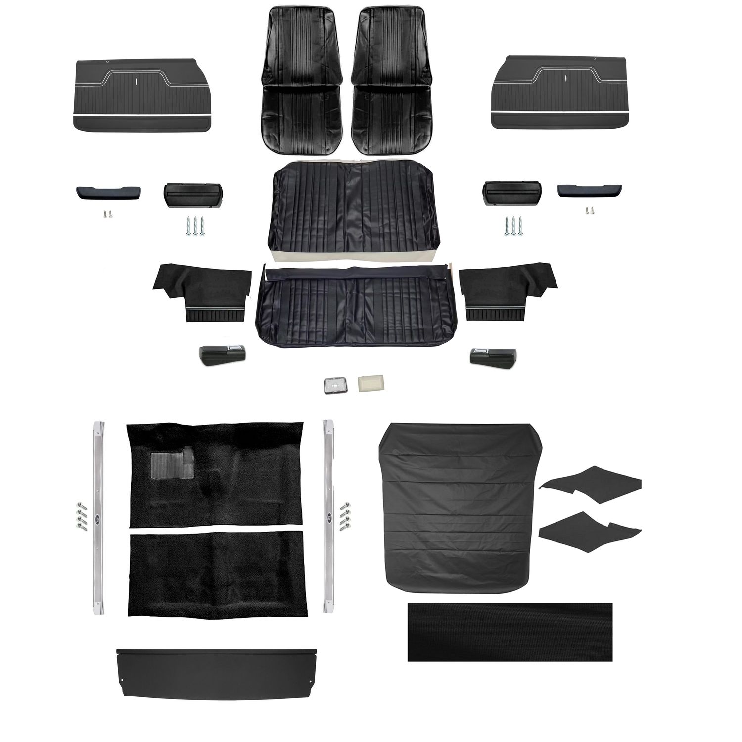1970 Chevelle Coupe Bucket Interior Kit - Black