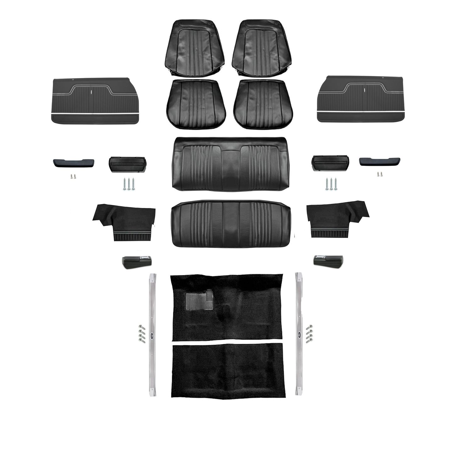 1971-72 Chevelle Convertible Bucket Seat Interior Kit -Black