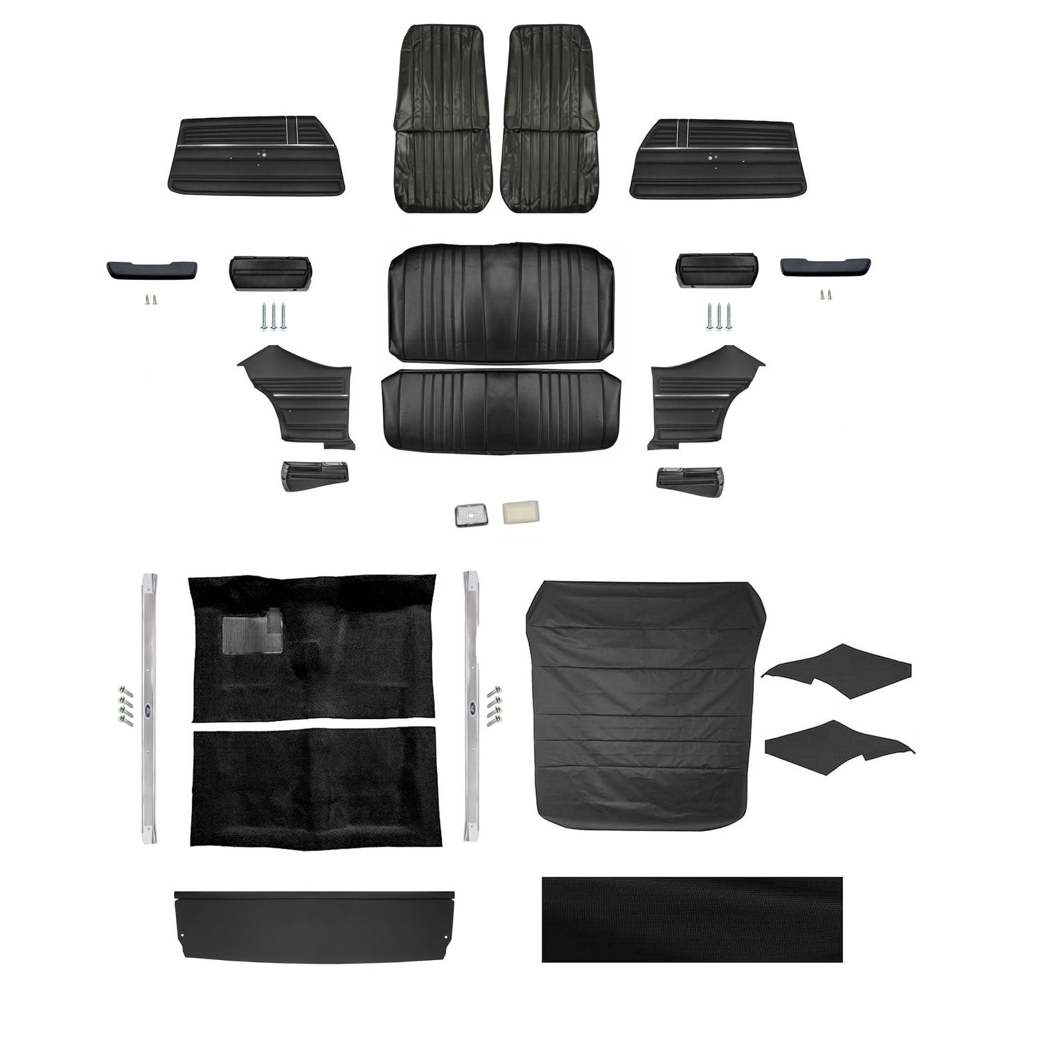 1968 Chevelle Coupe Bucket Interior Kit - Black
