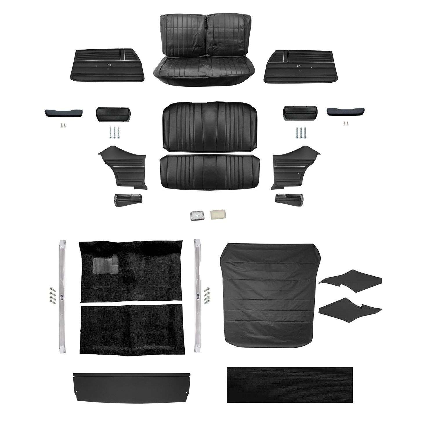1968 Chevelle Coupe Interior Kit with Bench Seat - Black