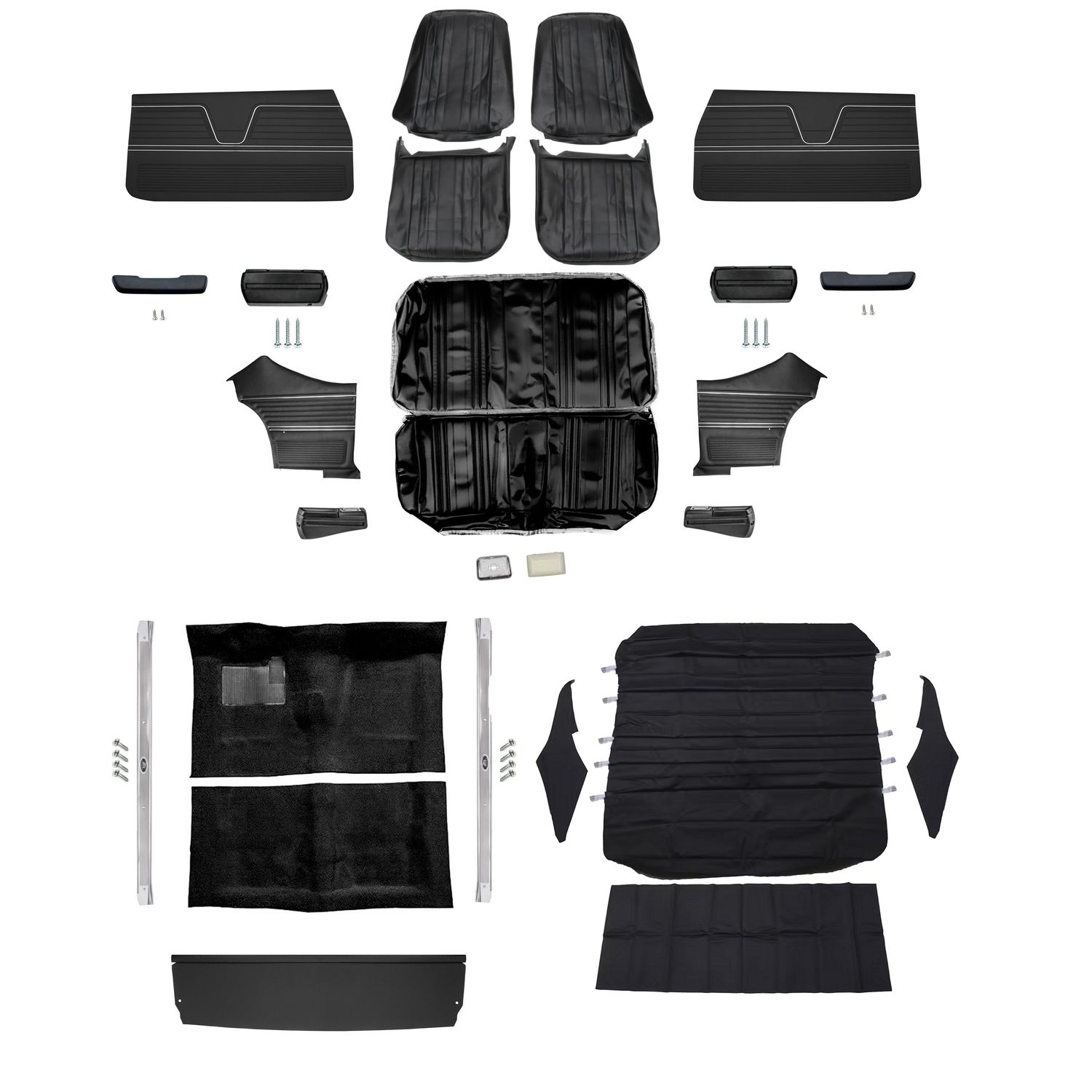 1969 Chevelle Coupe Bucket Interior Kit - Black