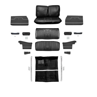 1971-72 Chevelle Convertible Bench Seat Interior Kit - Black