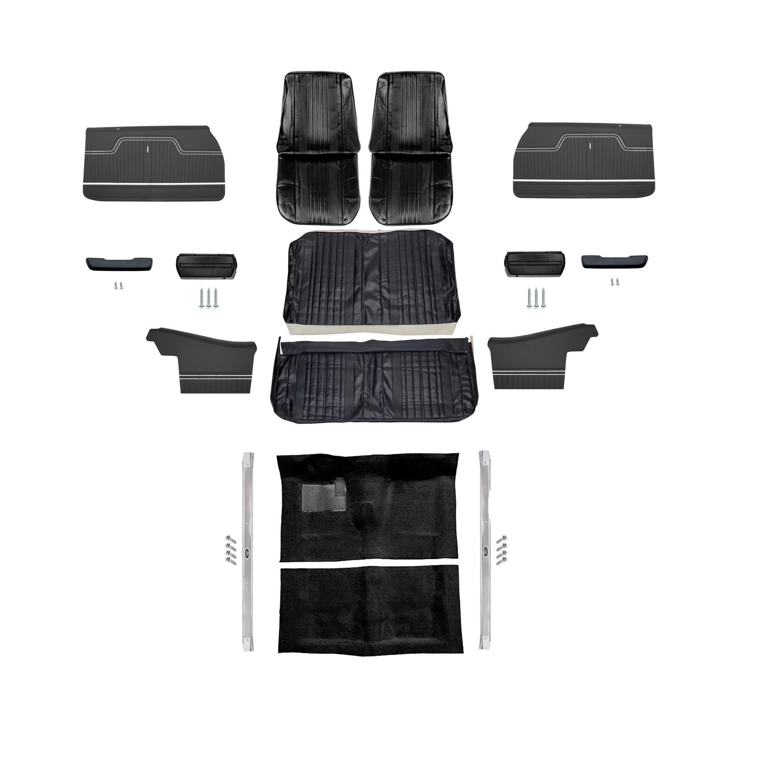 1970 Chevelle Convertible Bucket Seat Interior Kit - Black