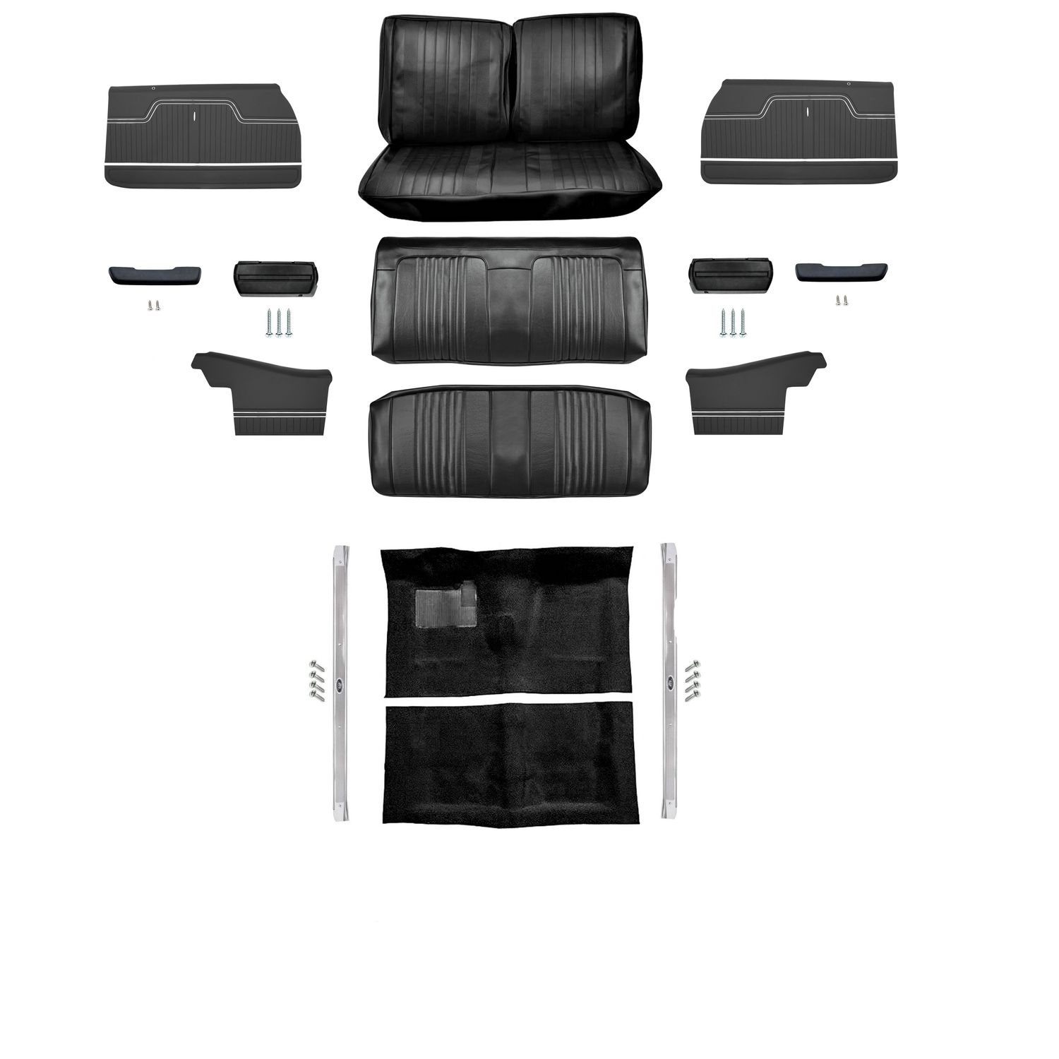 1971-72 Chevelle Convertible Bench Seat Interior Kit - Black