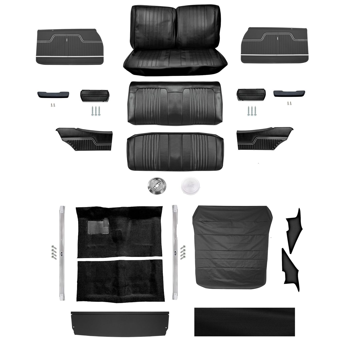 1971-72 Chevelle Coupe Bench Seat Interior Kit - Black