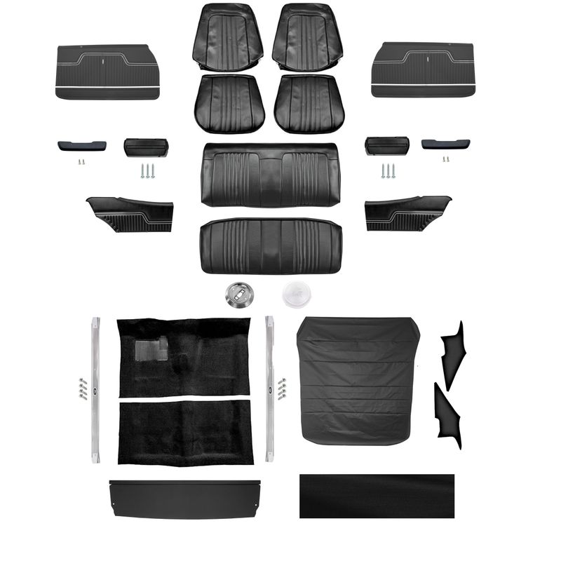 1971-72 Chevelle Coupe Bucket Seat Interior Kit - Black