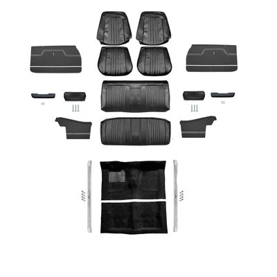 1971-72 Chevelle Convertible Bucket Seat Interior Kit -Black