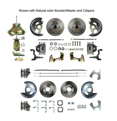 1968-69 Camaro Firebird, 68-74 Nova 4-Wheel Disc Brake Kit Staggered Shocks w/Booster/Master &amp; Std Rotors