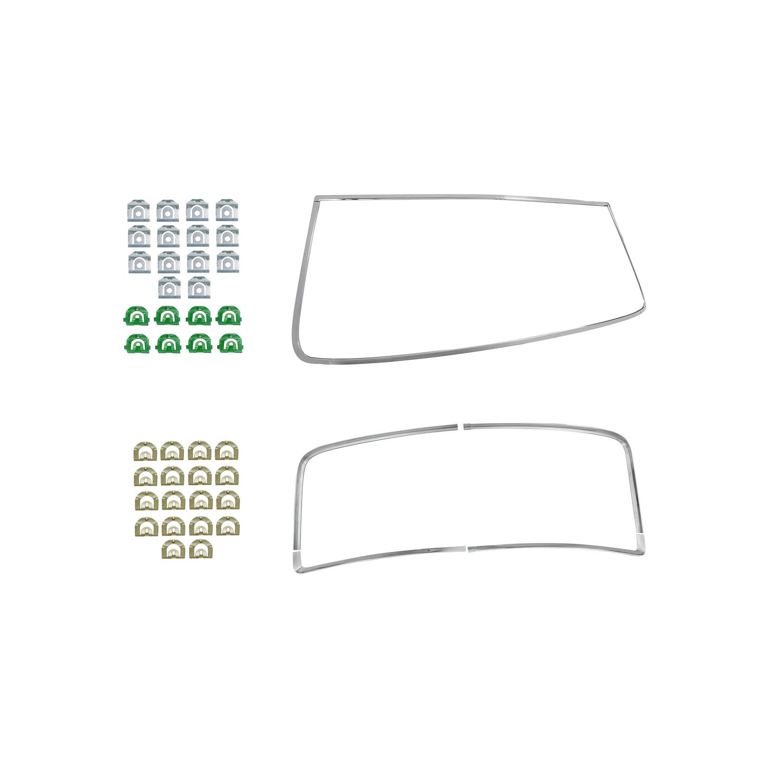 1966-67 Chevelle Front &amp; Rear Window Trim Kit w/ Clips