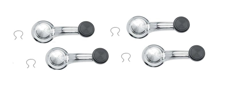 1967-81 Camaro; 1967-81 Firebird; 1968-72 Chevelle; 4-Piece Black Knob Window Crank Set