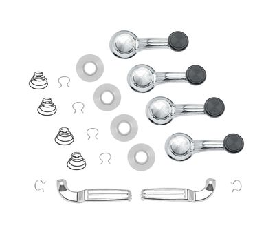 1968-69 Camaro; 1968-69 Firebird; 1968-72 Chevelle; Black Knob Window Crank &amp; Door Handle Kit w/ Springs &amp; Crank Washers