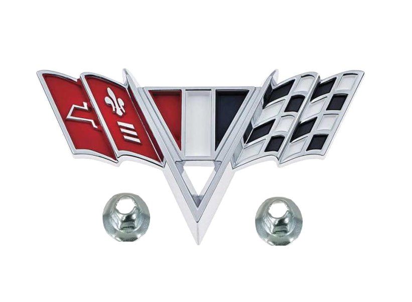 1964-67 Chevelle; 1967 Camaro; V-Flag Fender Emblem with Hardware; Each