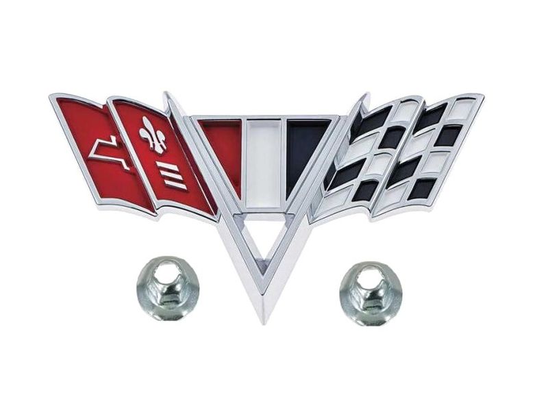 1964-67 Chevelle; 1967 Camaro; V-Flag Fender Emblem with Hardware; Each