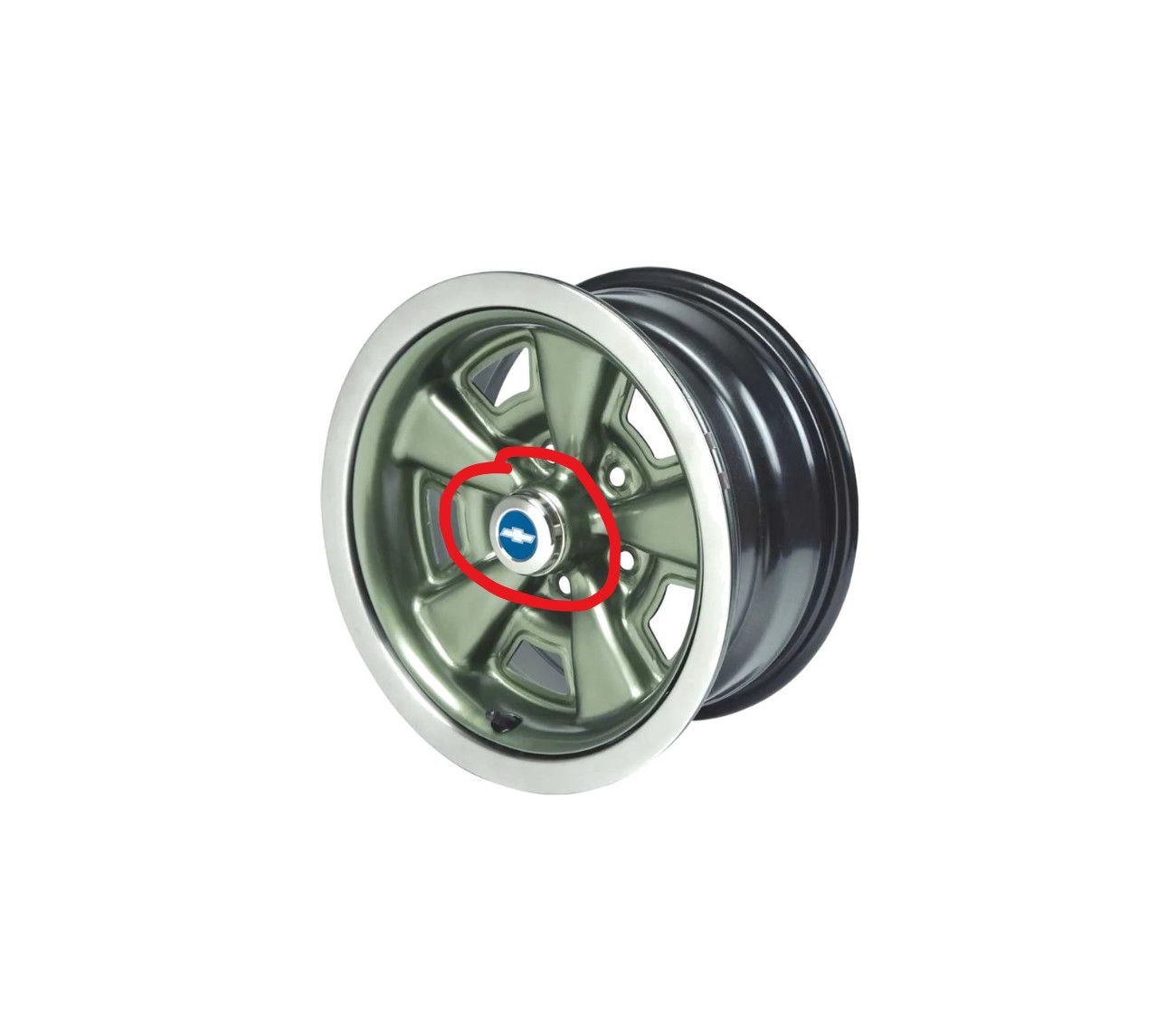 1970-72 Chevelle; 1970-76 Camaro Wheel Center Cap with Blue Bowtie Emblem;4-Piece Set