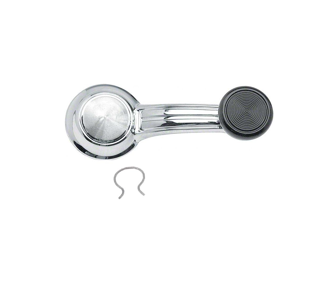 Black Knob Window Crank Handle w/Clip; 1967-81 Camaro; 1967-81 Firebird; 1968-72 Chevelle