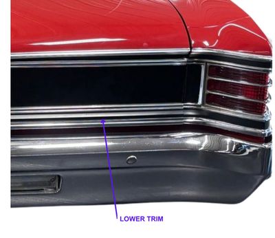 1967 Chevelle; Rear Lower Tail Panel Trim with Mounting Clips Included