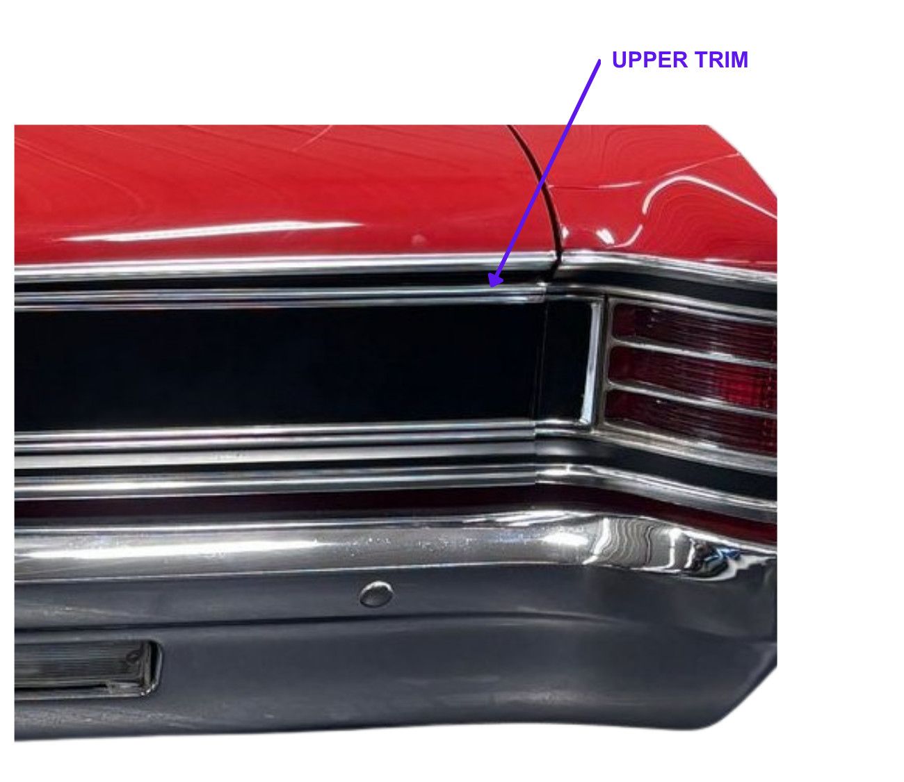 1967 Chevelle; Rear Upper Tail Panel Trim with Mounting Clips Included