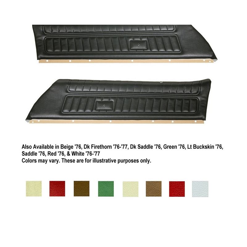 1976-77 Camaro; Pre-Assembled Door Panels; Pair; Black