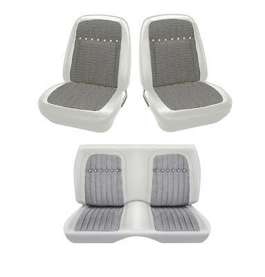 1969 Camaro Coupe Front and Rear Houndstooth Seat Covers- White with Black/White
