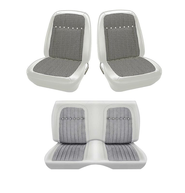 1969 Camaro Coupe Front and Rear Houndstooth Seat Covers- White with Black/White