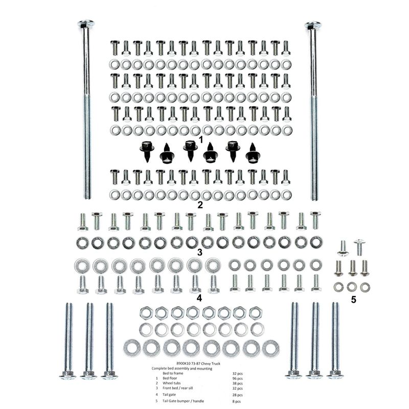 Truck Bed Assembly &amp; Mounting Hardware; 234 -Pieces; 1973-87 Chevy GMC C/K Pickup