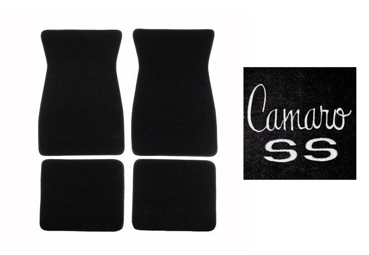 1967-69 Camaro Floor 4-pc Mat -Black w/  "Camaro SS " Logo in Silver