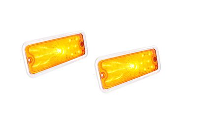 1973-80 Chevy Truck C/K 10 (Pair) 17 Amber LED Front Parking Light Set w/SS Trim