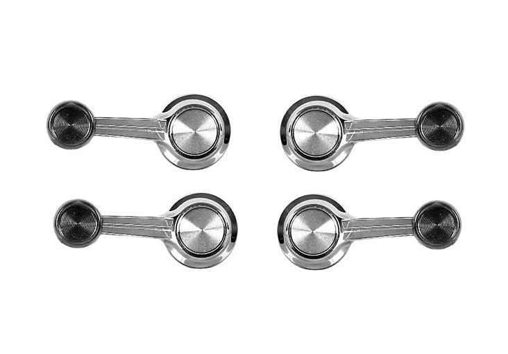 1967 Chevelle Black Knob Window Cranks 4 Pc Set