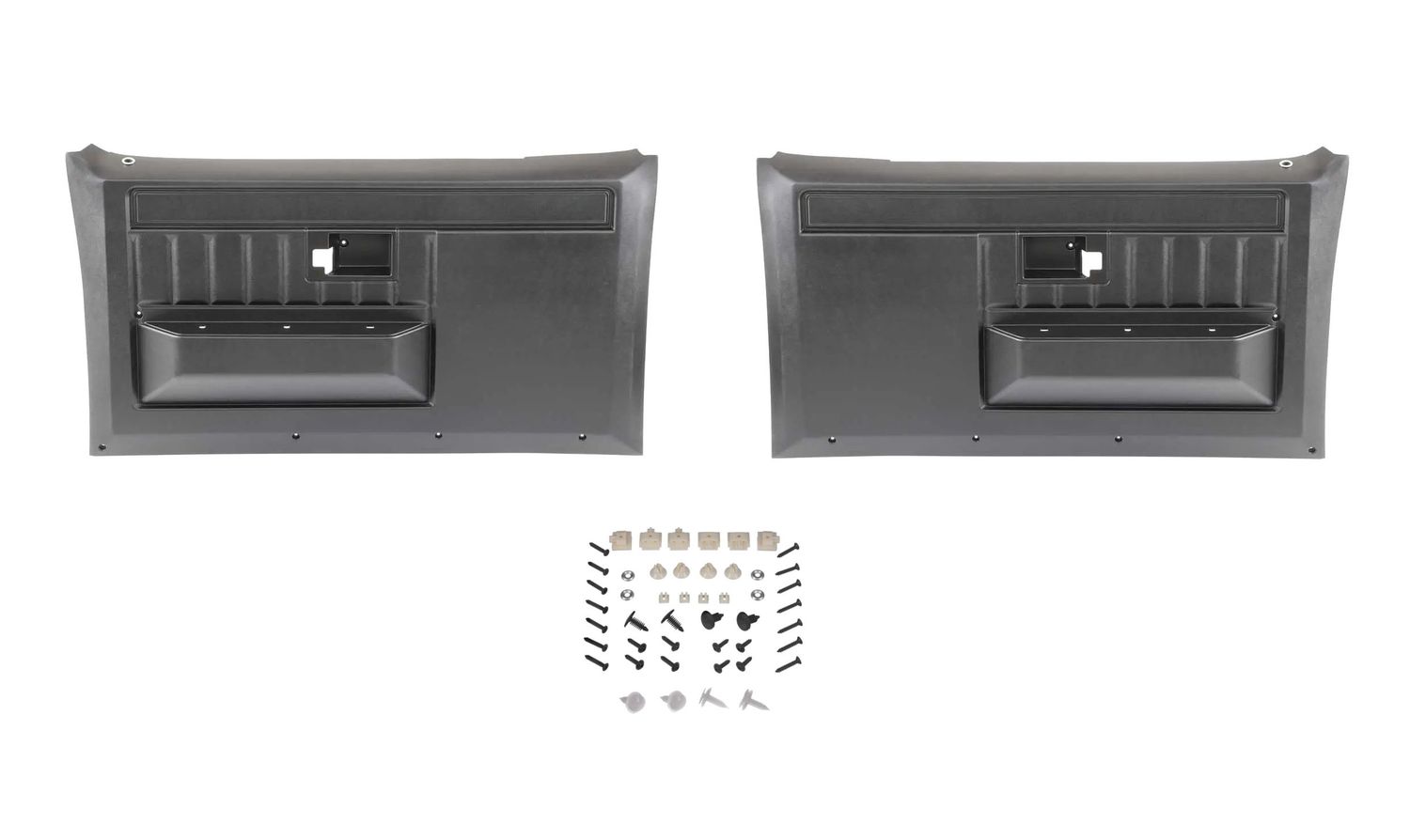 Molded Door Panels with Windowfelts and Hardware; 1981-87 Chevy Truck C/K 10 Black