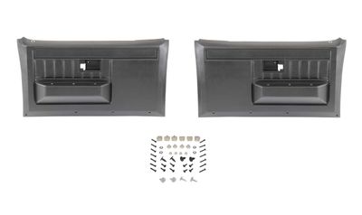 Molded Door Panels with Windowfelts and Hardware; 1981-87 Chevy Truck C/K 10 Black