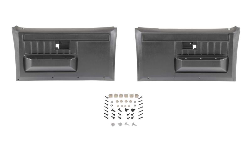 Molded Door Panels with Windowfelts and Hardware; 1981-87 Chevy Truck C/K 10 Black
