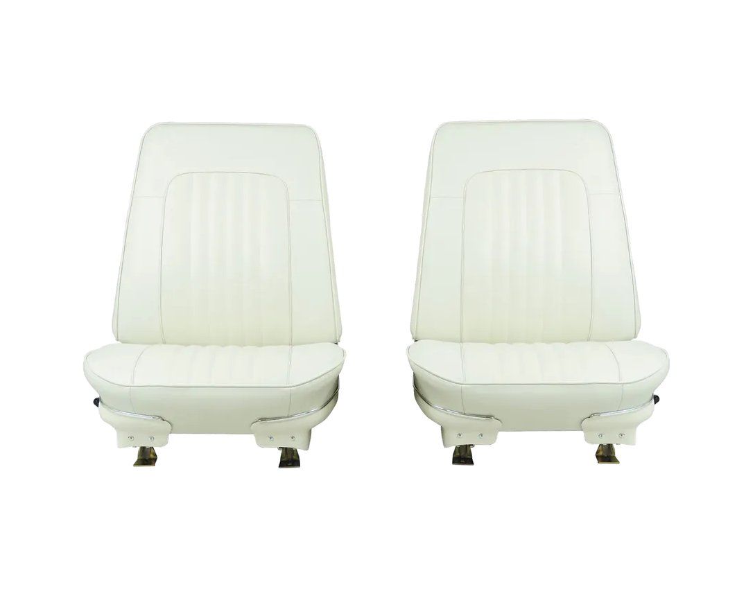 1971-72 Chevelle Pre-Assembled Bucket Seats Compete w/o Headrest - White - Pair