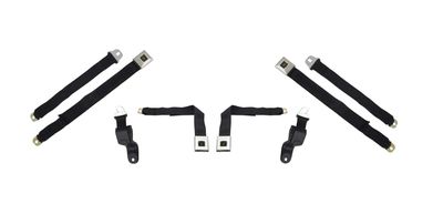 1968-69 Camaro Firebird; 4-Pc Seat Belt Set; Deluxe Interior; Black with Chrome Latches