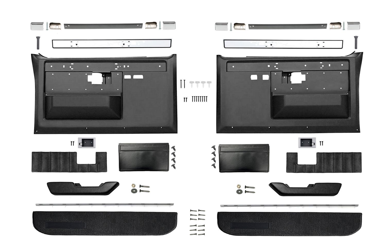 1981-87 Chevy GMC Truck OE Style Door Panel Kit - with Power Windows &amp; Locks; Black