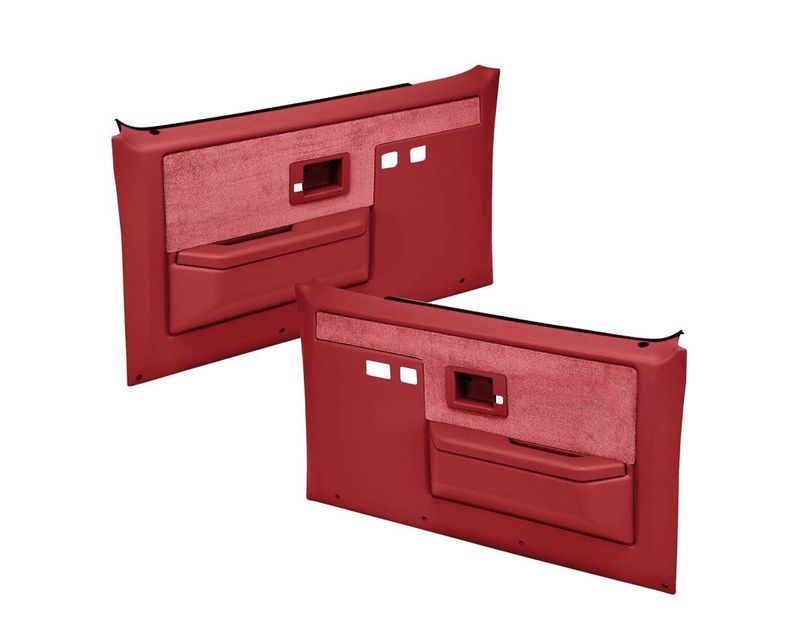 1981-87 Chevy GMC C/K 10 Truck Door Panels With Power Windows and Locks; Red