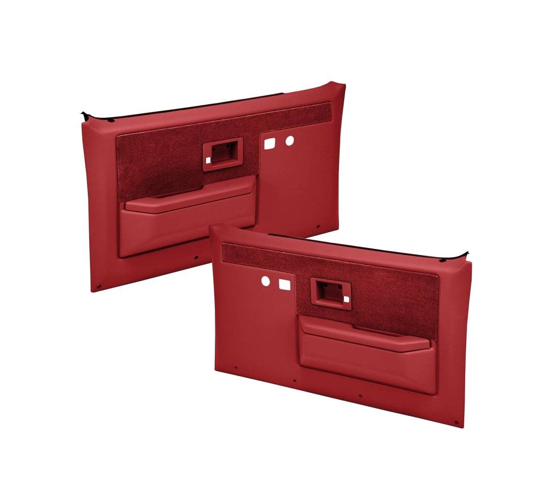 1981-87 Chevy GMC C/K 10 Truck Door Panels With Power Locks; Red