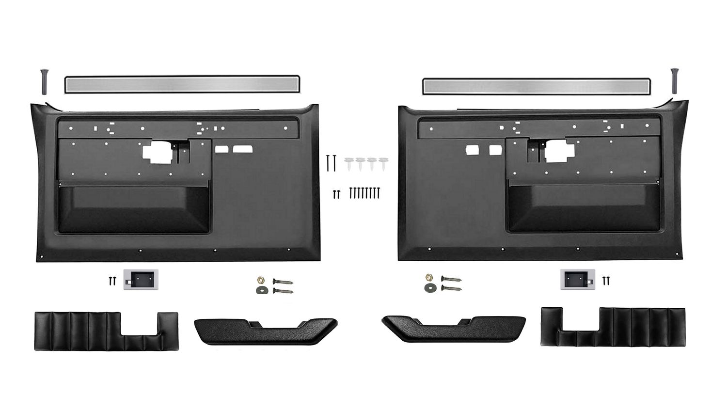 1981-87 Chevy GMC Truck Blazer OE Style Door Panel Kit - with Power Windows &amp; Locks; Black