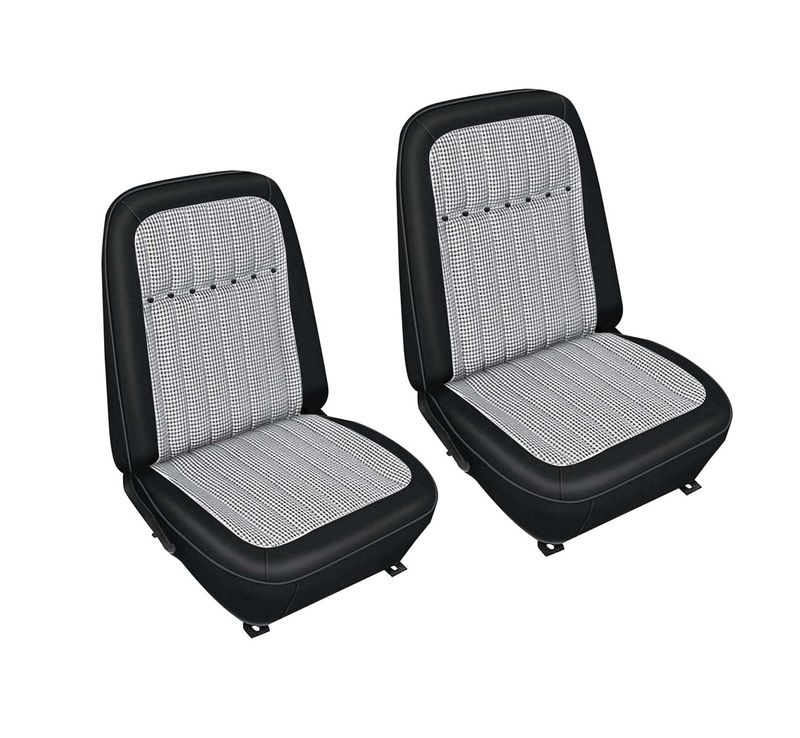 1969 Camaro Pre-Assembled Front Bucket Seats with Houndstooth Upholstery - Choose Color