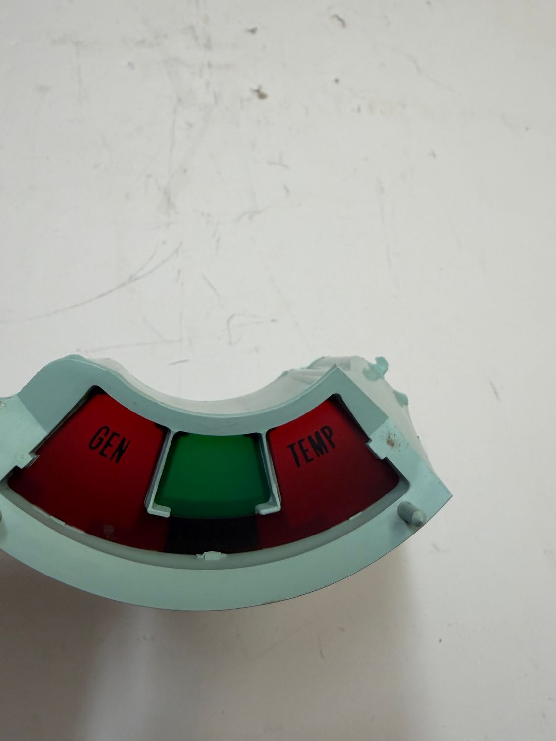 1968 Camaro Dash Fuel Gauge Plastic Filler with Warning Light Lens, GEN and TEMP;  Original GM